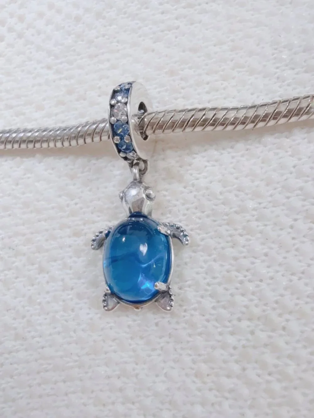 Blue Murano Sea Turtle Dangle Charm Silver Charm For Pandora Bracelet Necklace